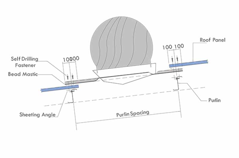 Roof assembly diagram illustrating construction details and components.