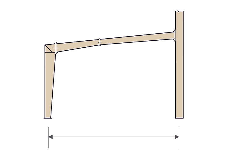 Slanted beam forming a right triangle structure.